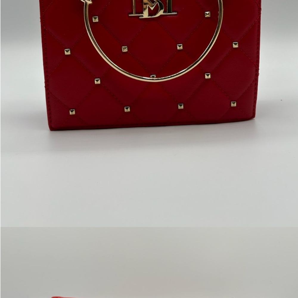 Badgley Mischka Red Tote with Gold Studs